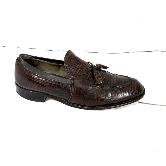 Vintage Footjoy Shoes Men\'s 10.5D Brown Tassel Loafers Lizard Leather USA Made main image 11